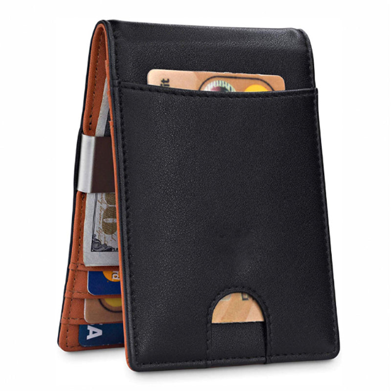Minimalist Slim Wallet with Money Clip RFID Blocking Front Pocket B