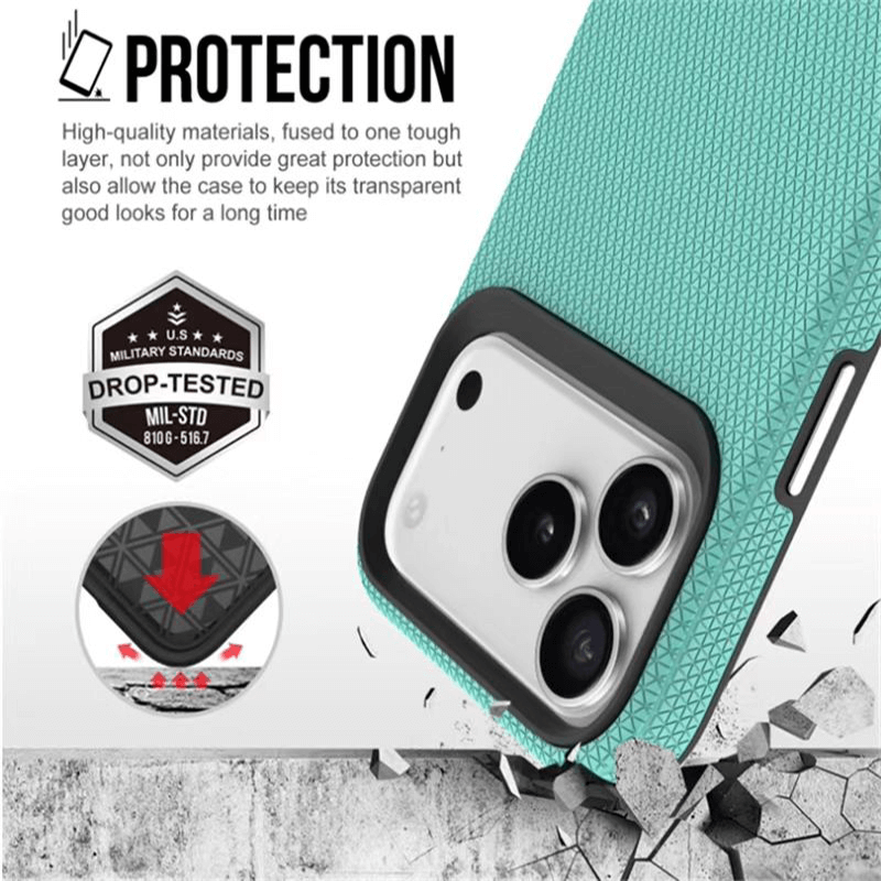 Compatible with iPhone 17 Pro Max Military Shockproof TPU PC Dual Layer Triangle Magsafe Case