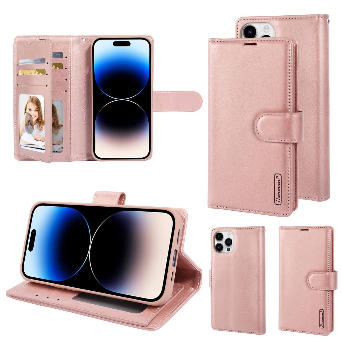 Hanman Mila Series Leather Dual Wallet Compatible with Samsung S24 Plus 2024 Case