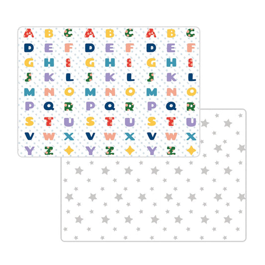 200x180x1 cm Foldable Baby Playmat with Carry Bag - Letters & Stars Sides-D
