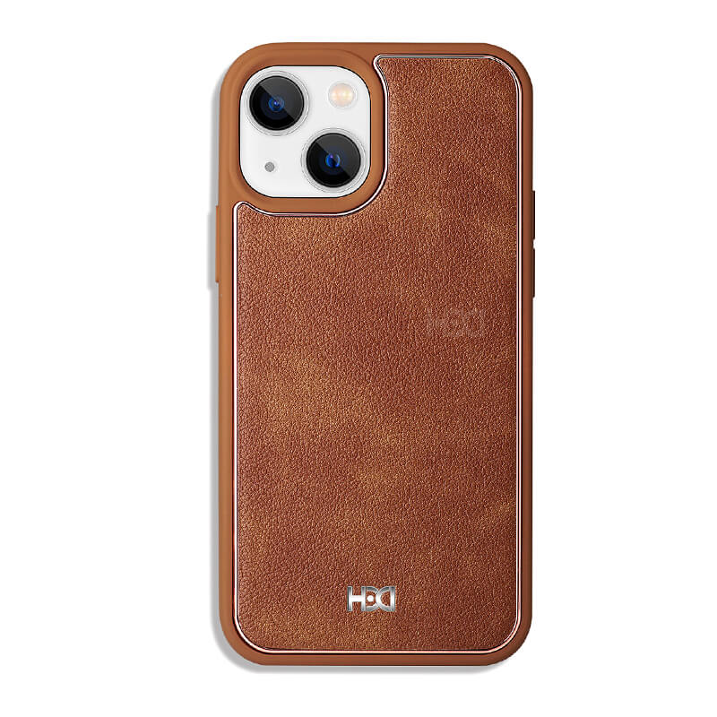 Suitable for Phone Models HDD Lychee Pattern Leather Rose Gold Metal Line Phone Case
