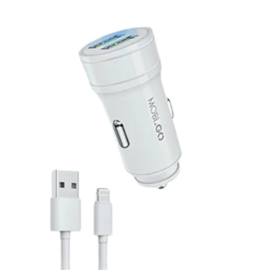 Mobigo Dual USB Car Charger With Lightning Cable GO221L