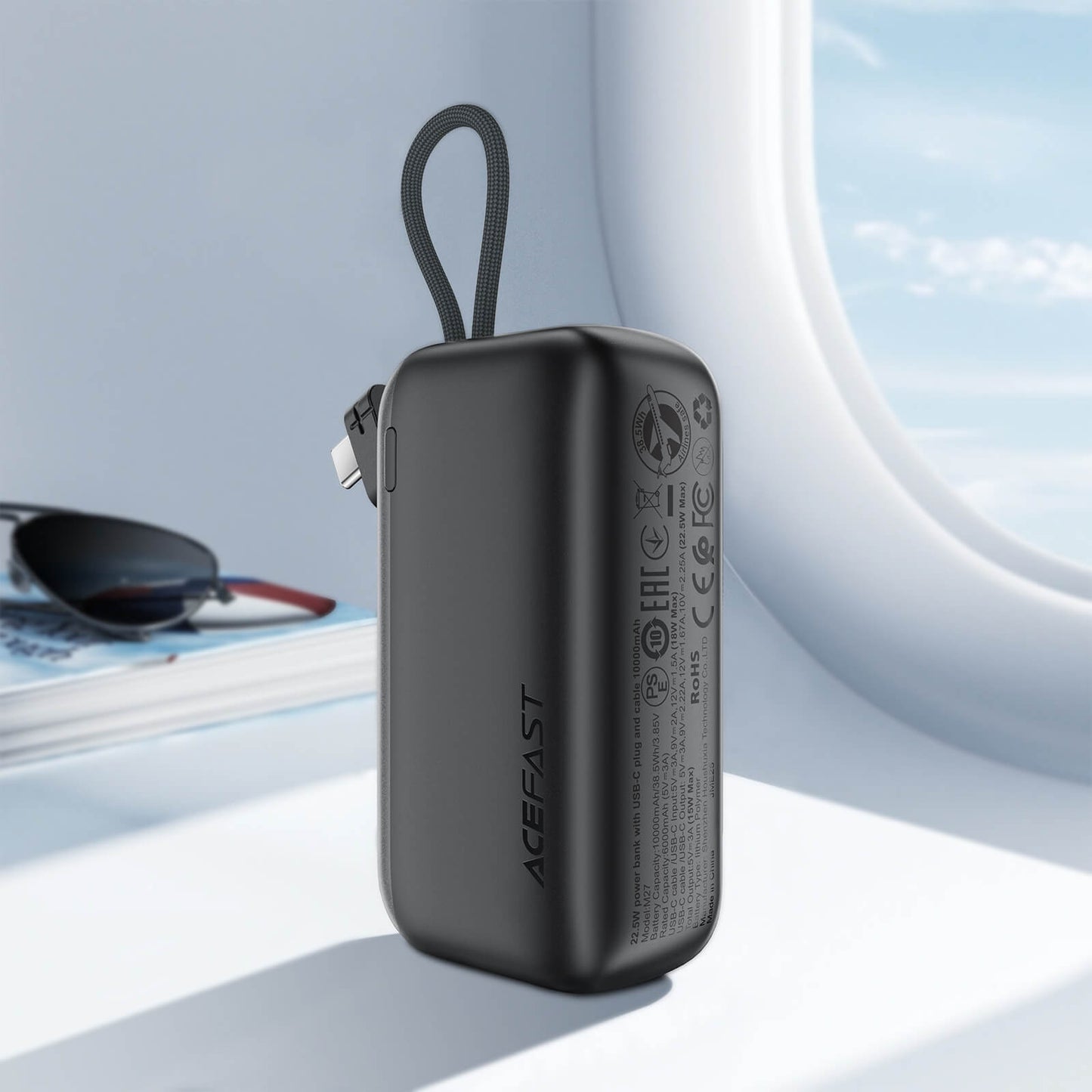 Acefast PD 22.5W Fast Charging 10000mAh Power Bank with Built in USB-C Cable M27