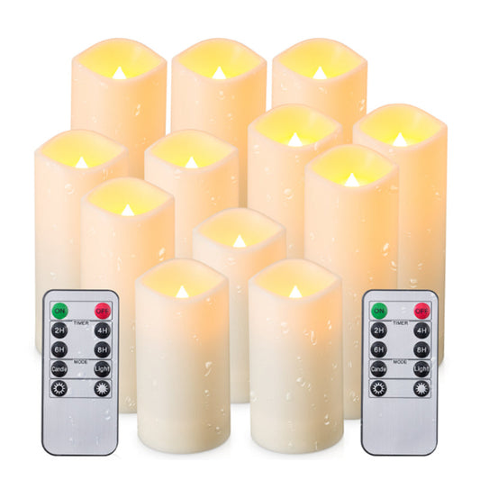 12pcs Flameless  LED Candles Outdoor Indoor Battery Operated with 2pcs Remotes