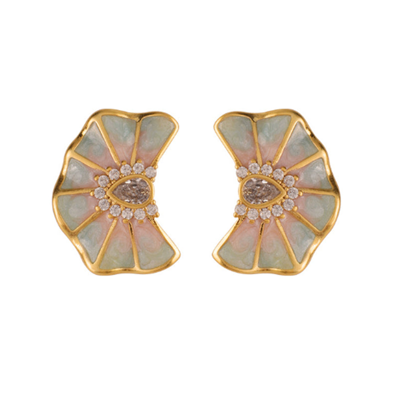 Embellique Colored Stone Enamel Earrings 18k Gold Plated Butterfly Earrings