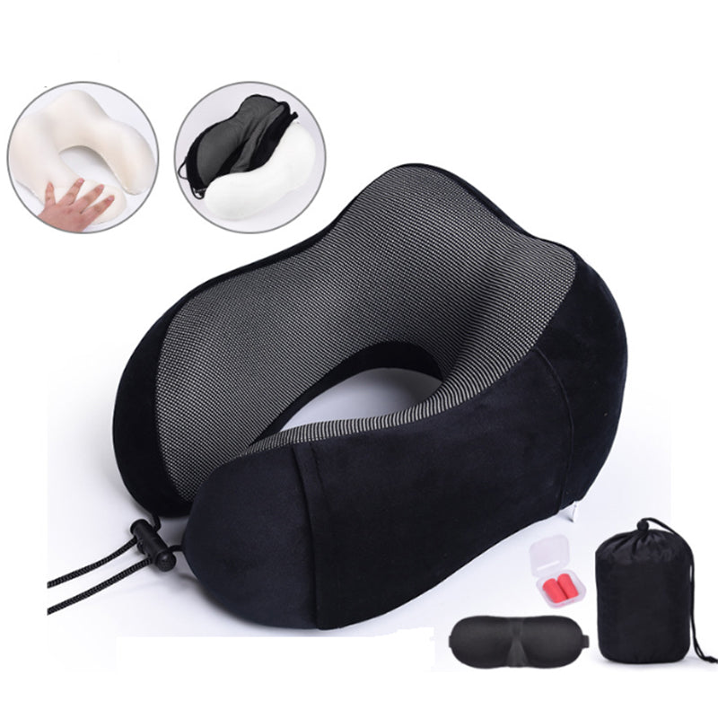 Memory Foam Neck Pillow, 360-Degree Head Support Comfortable Airplane Pillow B