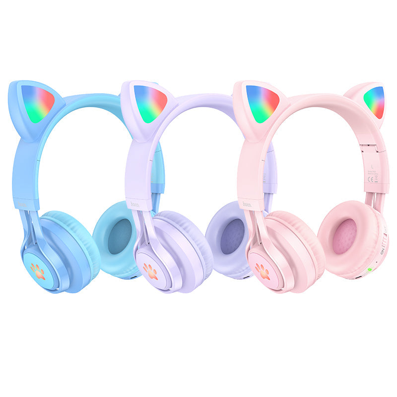 Hoco Cat Ear Bluetooth Headphones for Girls and Kids Ages 3+ W39