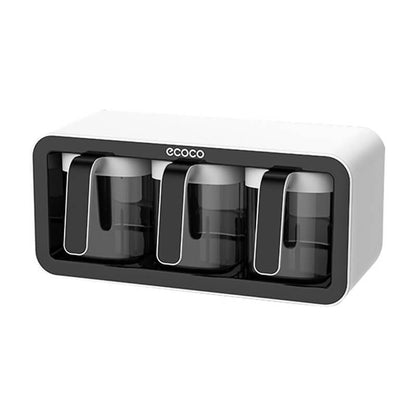 Mobie Wall Mounted Spice Organizer with Sealed Containers and Spoons E2007