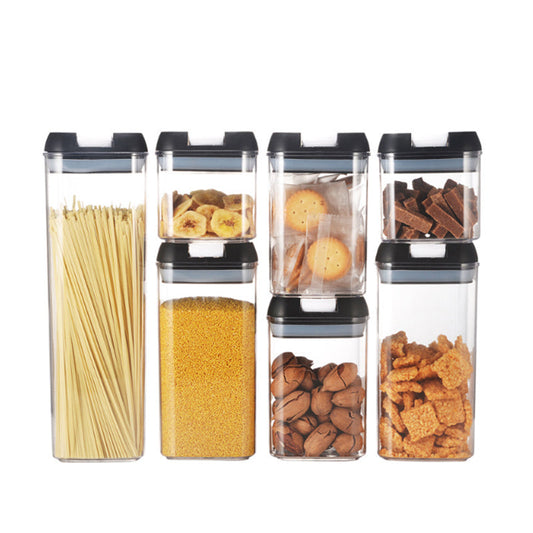7 Pack Airtight Food Storage Container Set Kitchen and Pantry Containers Black
