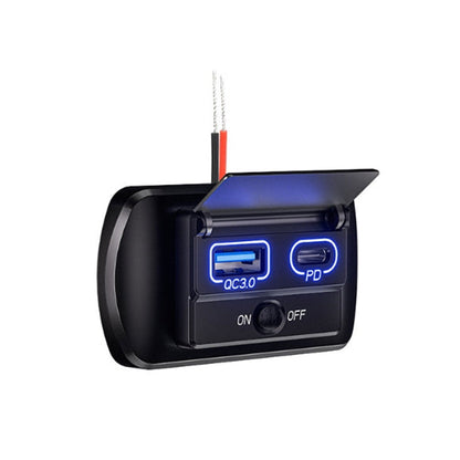12V 24V RV Type C USB Outlet with Power Switch PD3.0 USB & QC3.0 Quick Charge Socket