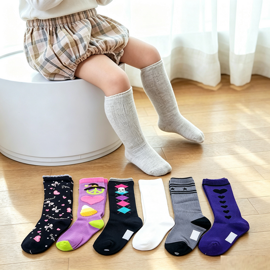 36 pairs Toddler Kids Plain Cartoon Ribbed Socks