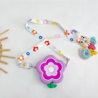Little Flower Q Uncle Silicone Children's Crossbody Bags Coin Purse