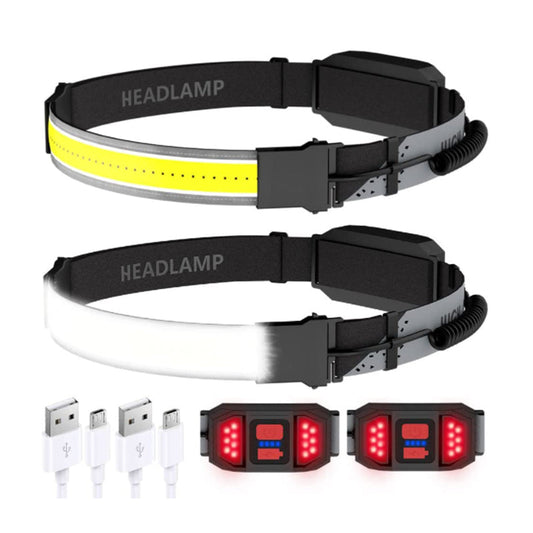 2-Pack Headlamp Rechargeable Head Lamp Head Light Wide Beam Led with Red Light