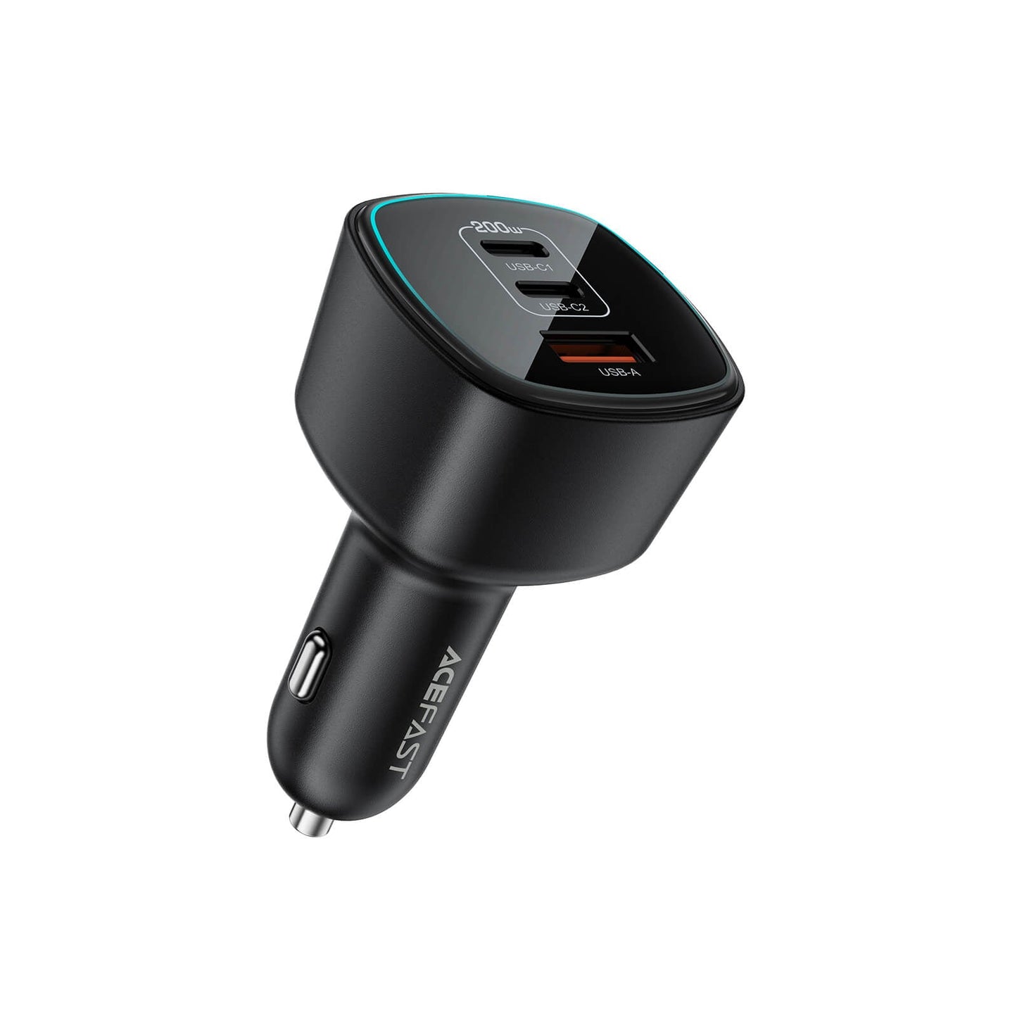 Acefast 200W Super Fast Triple Port Car Charger with Ice Blue LED Light B18