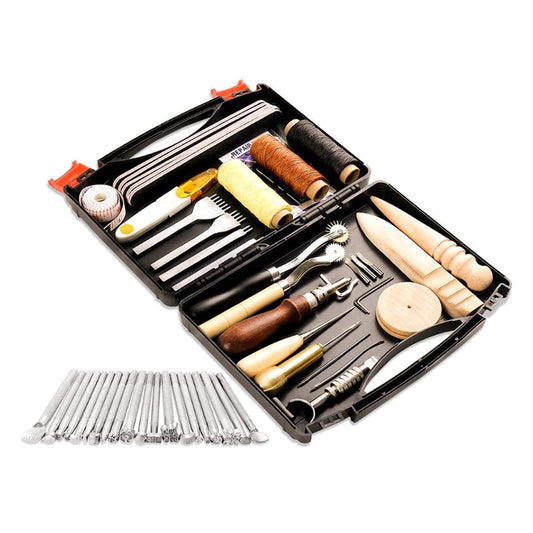 48 Pieces Leather Working Tools and Supplies with Leather Tool Box 48 Pcs