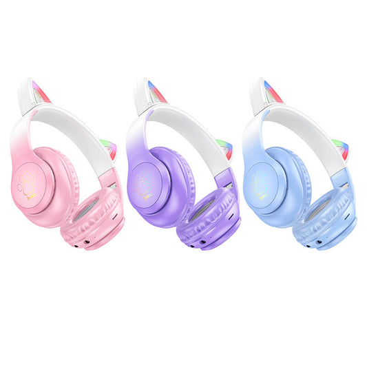Hoco Ergonomic Cat Ear Bluetooth Headset with LED Light W42