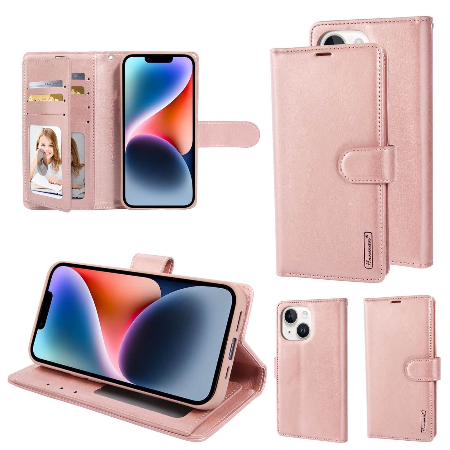 Suitable for Phone Hanman Mila Series Leather Dual Wallet Filp Case