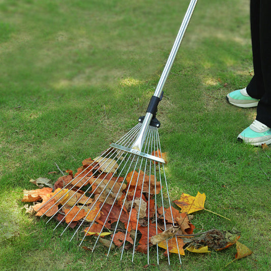 Stainless steel Leaf Rake Adjustable Garden Camping Rake