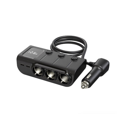 Car cigarette lighter 3-port USB independent switch PD smart fast charging 120W