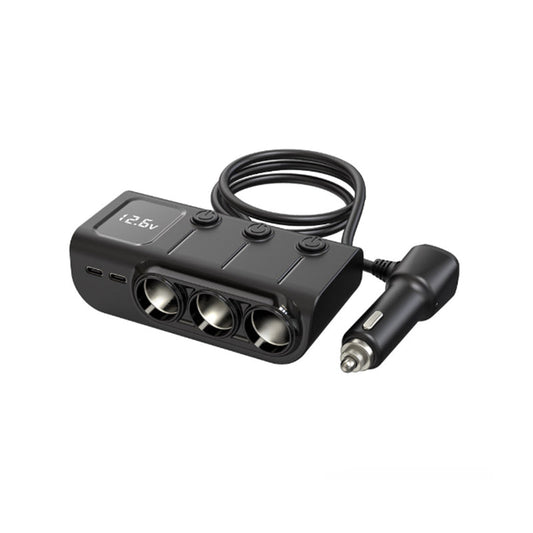 Car cigarette lighter 3-port USB independent switch PD smart fast charging 120W