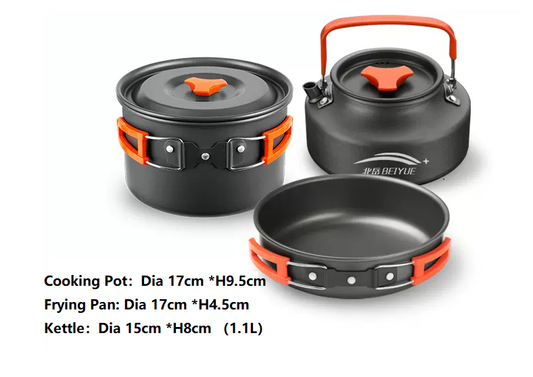 Outdoor Cookware Set - Camping Cookware Ideal for 3-4 people BY3019