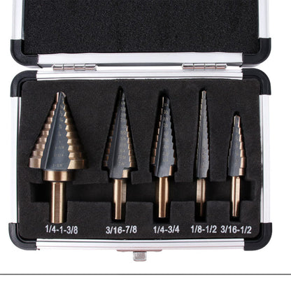 Step Drill Bit Set for Metal Sheet Heavy Duty 5-Piece M2 HSS Drill Bits
