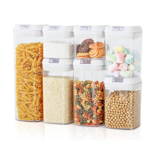 7 Pack Airtight Food Storage Container Set Kitchen and Pantry Containers White