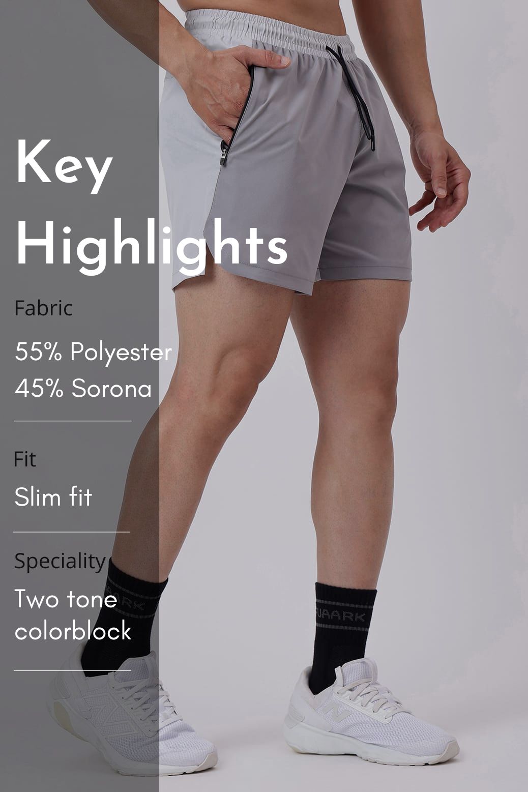 Snap Colourblock Shorts Light Grey
