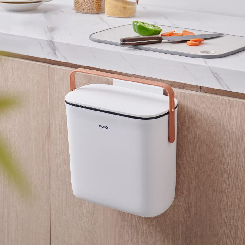 Mobie Slide Open Hands Free Trash Can with Wall or Door Mount E2236