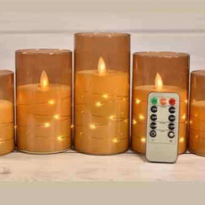 5 Pc Flameless LED Candles with Timer Flickering Flameless Candles T
