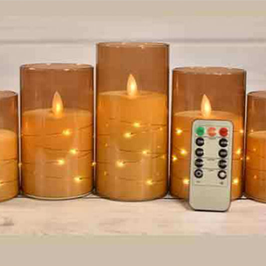 5 Pc Flameless LED Candles with Timer Flickering Flameless Candles T