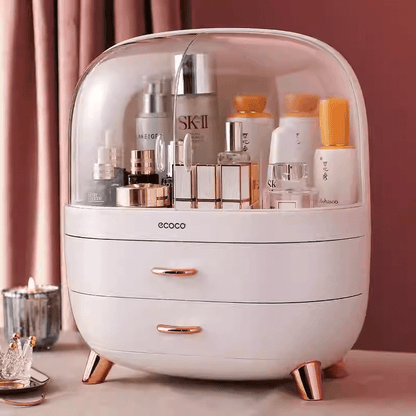 Mobie Large Capacity Makeup Organizer with Double Drawers Transparent Doors E2014
