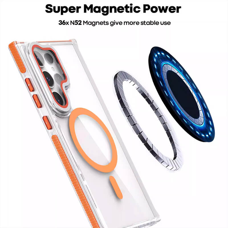 Compatible with Samsung S26 Ultra 2026 Rita Series Invisible Kickstand Crystal Clear Magsafe Case