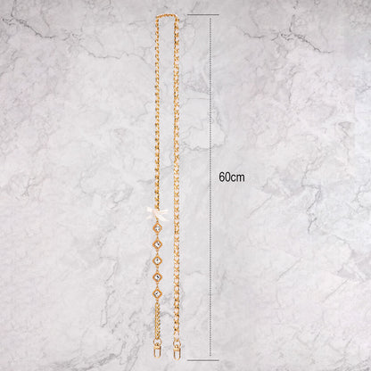Mobie Gold White Crystal Phone Lanyard Chain Neck Strap 60cm