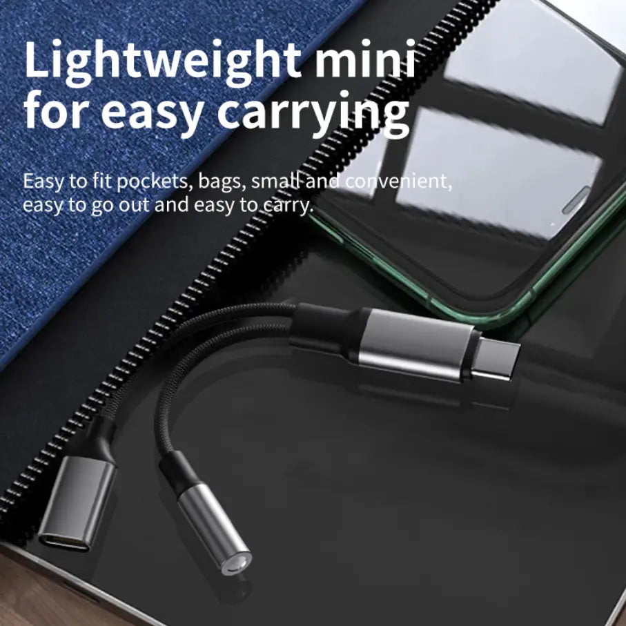 2-in-1 USB-C Adapter Cable | Dual Port Type-C Charging & Audio Adapter