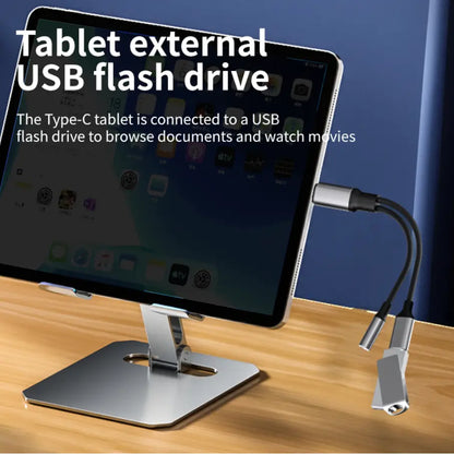 2-in-1 USB-C Adapter Cable | Dual Port Type-C Charging & Audio Adapter
