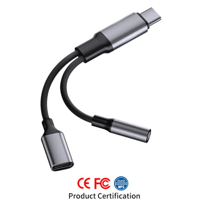 2-in-1 USB-C Adapter Cable | Dual Port Type-C Charging & Audio Adapter