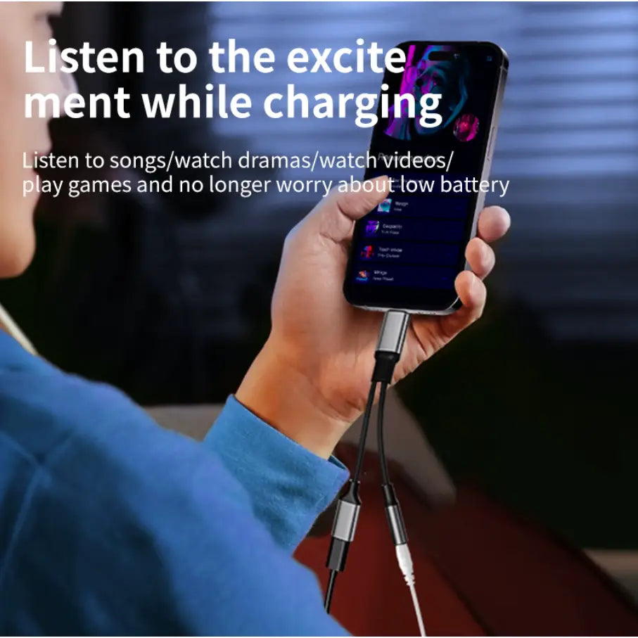 2-in-1 USB-C Adapter Cable | Dual Port Type-C Charging & Audio Adapter