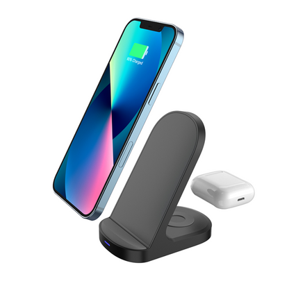 2-in-1 Wireless Charging Stand | Magnetic Fast Charger for Smartphone & Wireless Earbuds | Foldable Charging Dock
