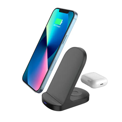 2-in-1 Wireless Charging Stand | Magnetic Fast Charger for Smartphone & Wireless Earbuds | Foldable Charging Dock