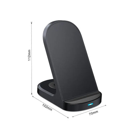 2-in-1 Wireless Charging Stand | Magnetic Fast Charger for Smartphone & Wireless Earbuds | Foldable Charging Dock