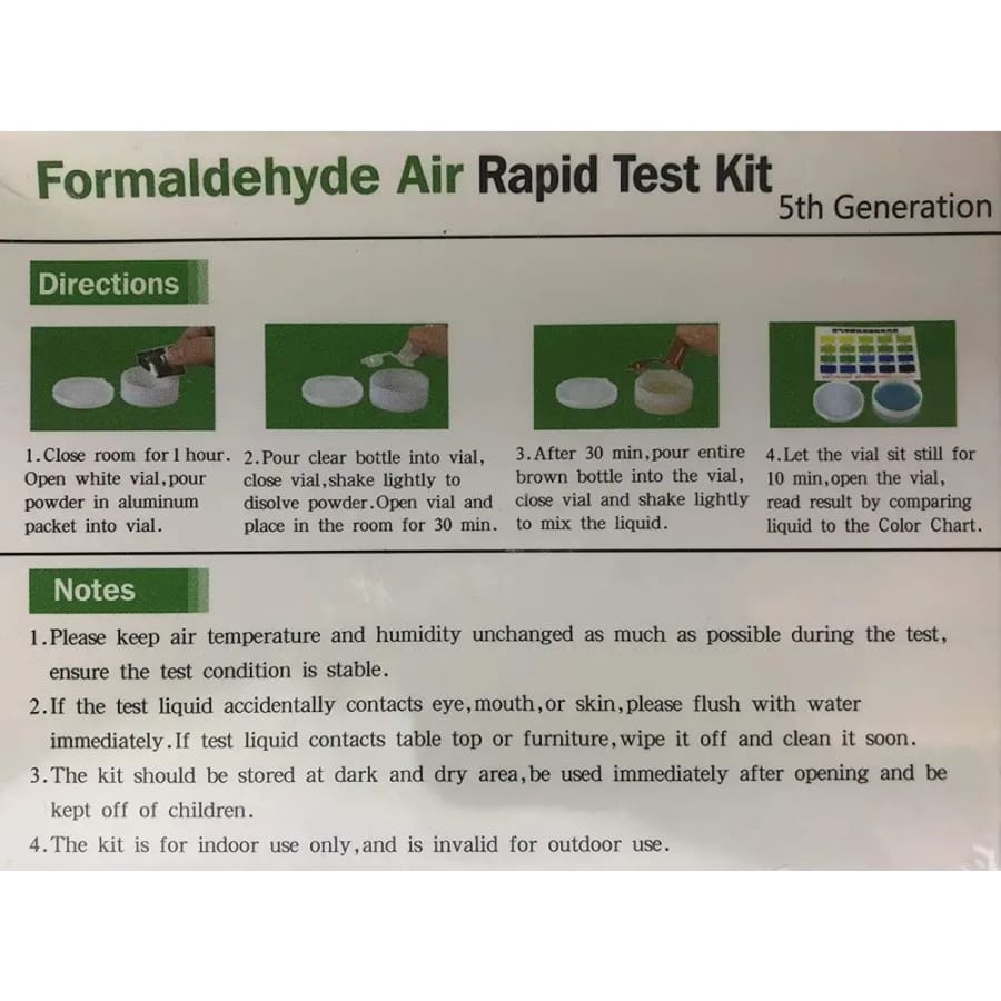 2 x Formaldehyde Air Quality Test Kits (HCHO)