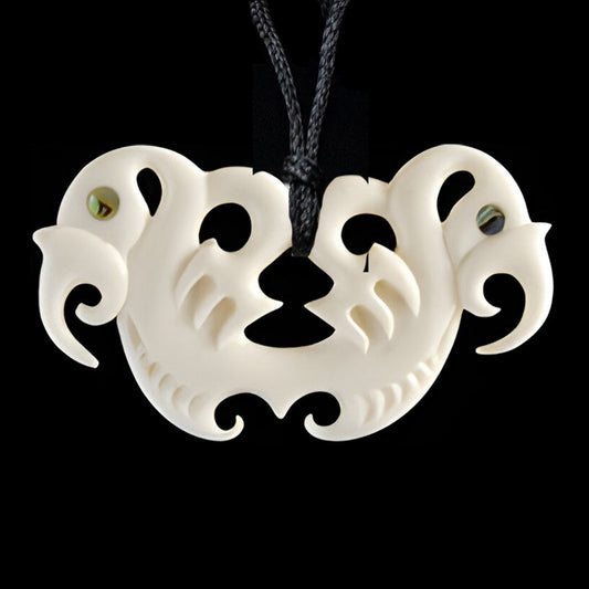 Pekapeka - manaia style, hand-crafted bone pendant