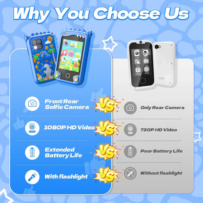2.8Inch Touchscreen Learning Play Toy Phone With Dual Camera Smart Phone For Girl Boy With 8G SD Card