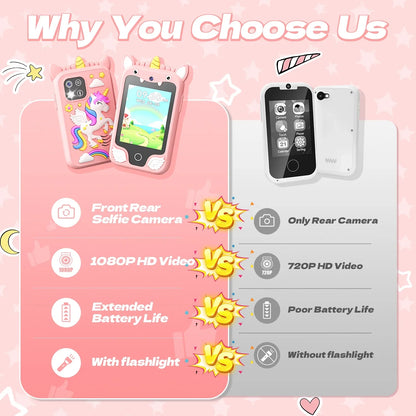 2.8Inch Touchscreen Learning Play Toy Phone With Dual Camera Smart Phone For Girl Boy With 8G SD Card