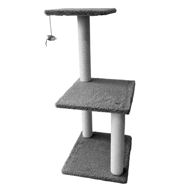 84CM 2 Levels Cat Tree Scratching Post with Mouse Grey