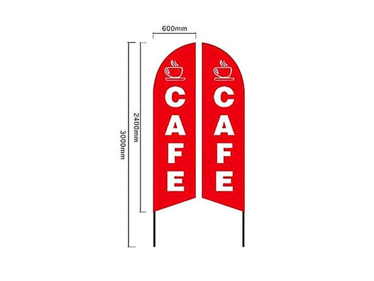 'CAFE-RED' 3.4m Sign Commercial Feather Banner Flag
