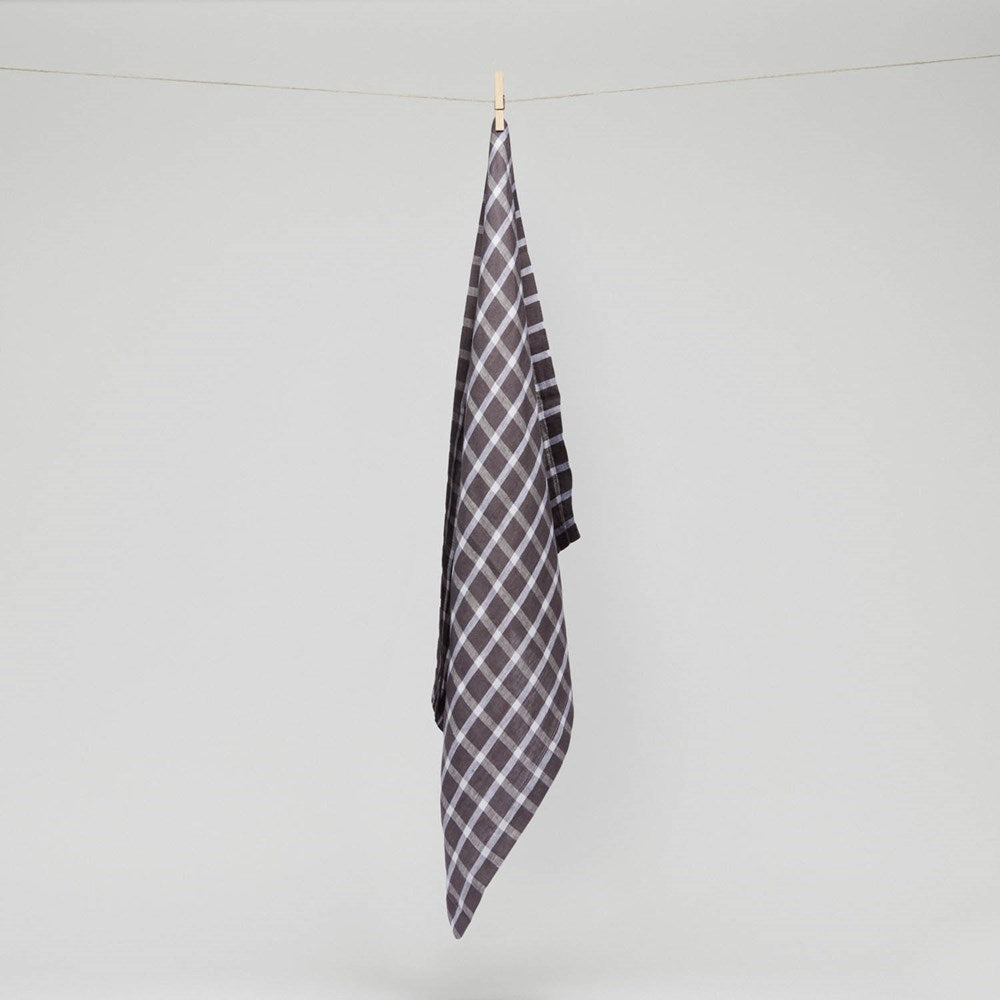 Pure Linen Grid Tea Towel