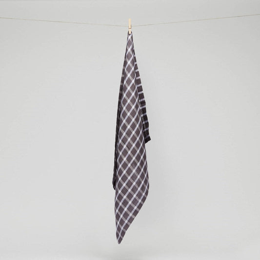 Pure Linen Grid Tea Towel
