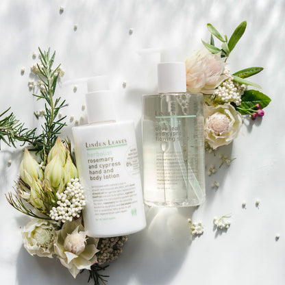 Rosemary And Cypress Hand And Body Lotion & Olive Leaf & Cypress Flowing Soap